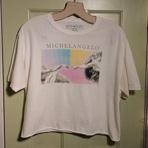 Women's Fifth Sun Med cropped wht. Michelangelo t-shirt 👕